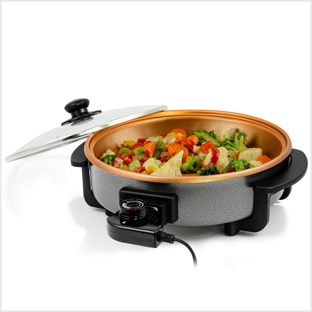 Details about   Ovente Electric Skillet 13 Inch with Nonstick Aluminum Body Black SK3113B